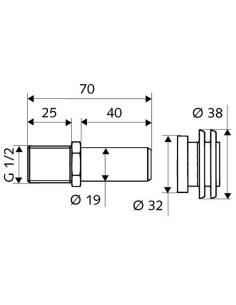 Urinala pievievienojuma caurule 1/2" ar gumiju 2