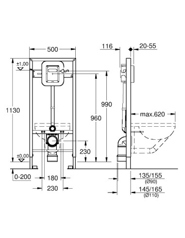 Grohe Rapid SL 5in1 WC iebūvējamais komplekts