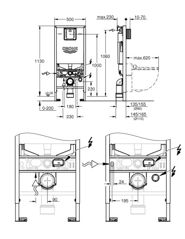 Rapid SLX 3in1 iebūvējams WC rāmis, 1.13m