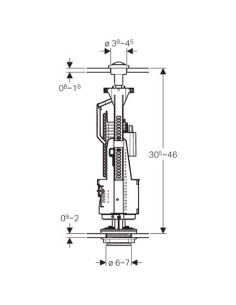 Universālais ūdens noskalošanas mehānisms Basic 240, divrežīmu noskalošanas funkcija 2