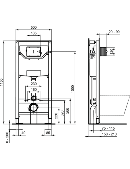 Ideal Standard ProSys™ 120M iebūvējams WC rāmis