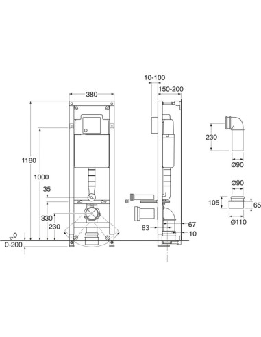 Triomont XS ļoti šaurs iebūvējamais rāmis, duālās skalošanas funkcija ar 4.5 vai 3 litriem