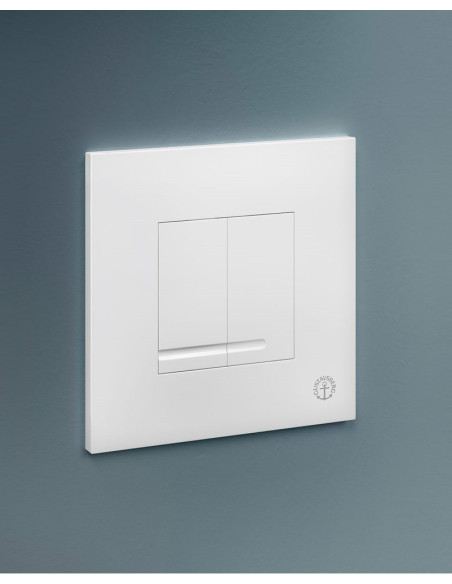 Skalošanas poga XS iebūvējamajam rāmim, sienas vadības panelis, kvadrātveida, duālās skalošanas funkcija, balts Skalošanas poga XS iebūvējamajam rāmim, sienas vadības panelis, kvadrātveida, duālās skalošanas funkcija, balts