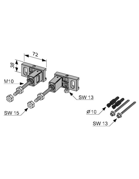 TECEprofil stiprinājumu komplekts rāmim TECEprofil stiprinājumu komplekts rāmim