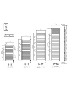 Ares dvieļu žāvētājs, taisns 1118x500x30mm, balts 2