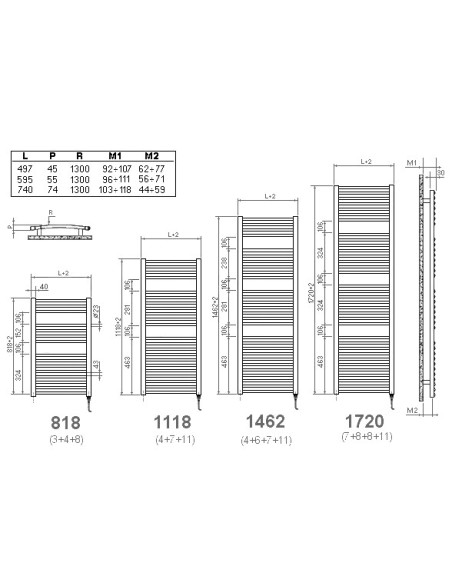 Venus dvieļu žāvētājs, liekts 818x595x55mm, balts