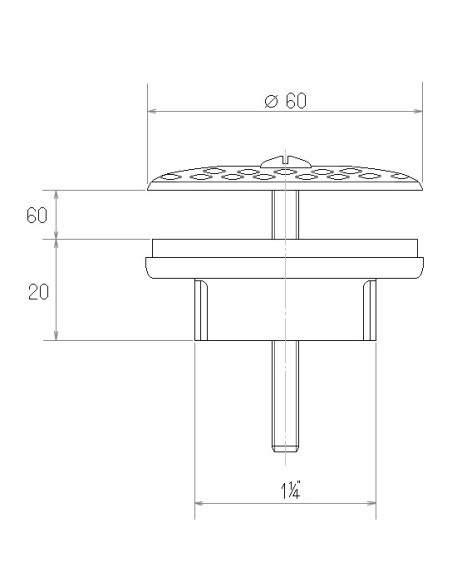 UNI-ventīlis 1 1/4"x60, hroms