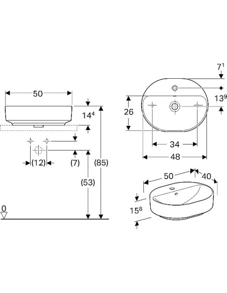 Variform uzliekama izlietne 50x40cm, eliptiska Variform uzliekama izlietne 50x40cm, eliptiska