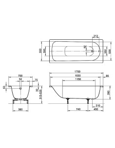 Eurowa tērauda vanna 170x70cm 2