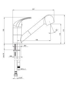 Pepe Kitchen tap, with pull-out spout - 2 stream types, black - 4 2