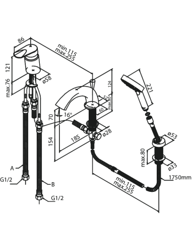 Damixa Clover 3 auguga vanni dušisegisti kroom - 1