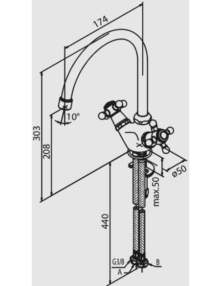 Damixa virtuves jaucējkrāns RedBlu Retro 230000000 - 1