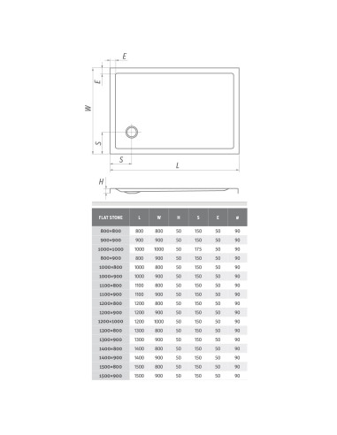 Roth dušas paliktnis Flat Stone 90x80x5, antrazit - 1