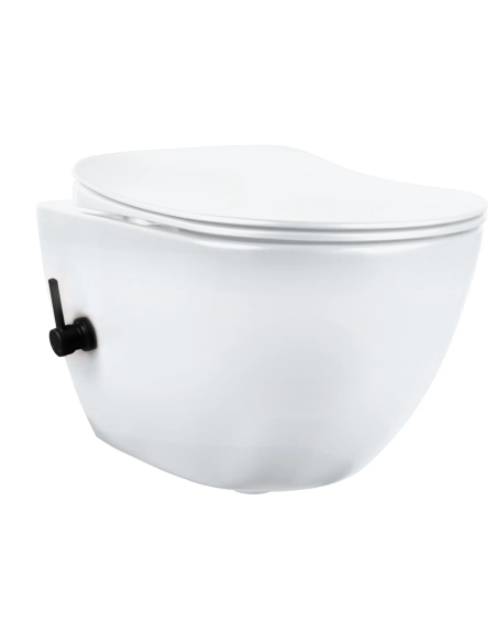 copy of Deante Peonia wall-hung toilet with built-in bidet faucet, rimless, SC lid included, white - 5