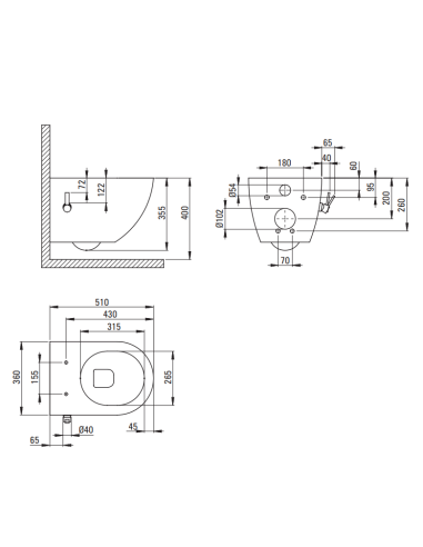 copy of rimless wall hung toilet Free with integrated bidet faucet - 6
