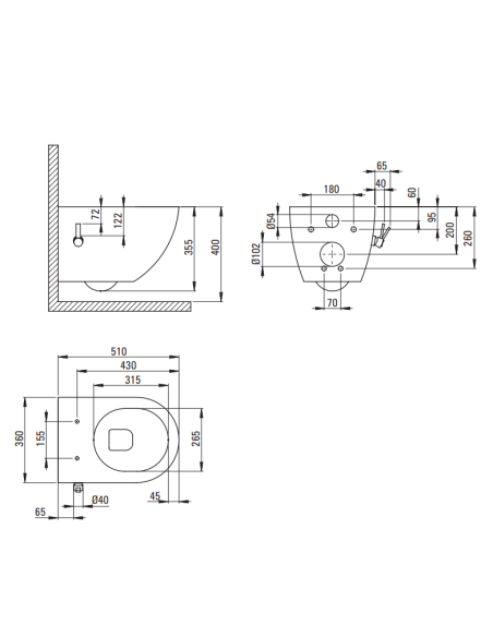 copy of rimless wall hung toilet Free with integrated bidet faucet - 6