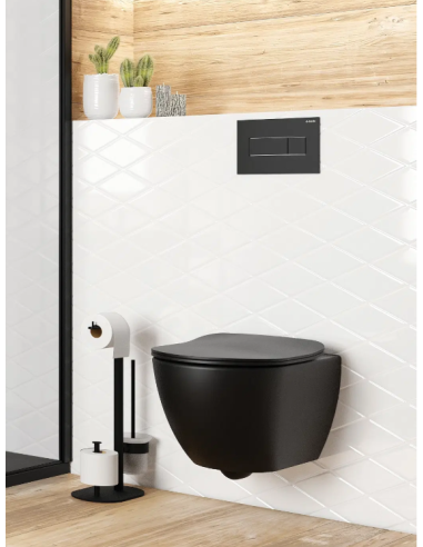 Deante Peonia wall-hung toilet with built-in bidet faucet, rimless, SC lid included, black - 2
