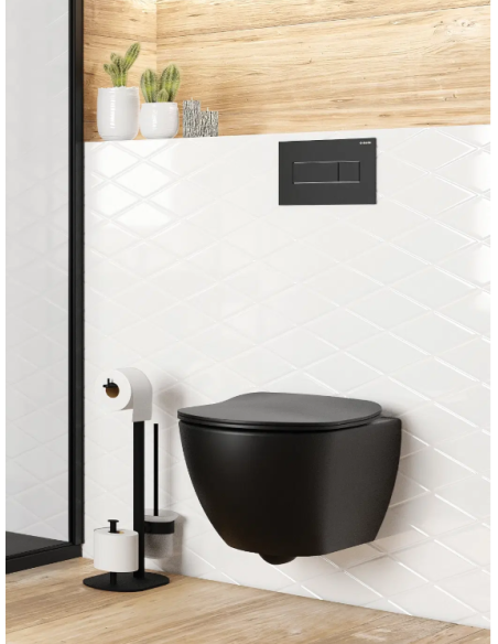 Deante Peonia wall-hung toilet with built-in bidet faucet, rimless, SC lid included, black - 2