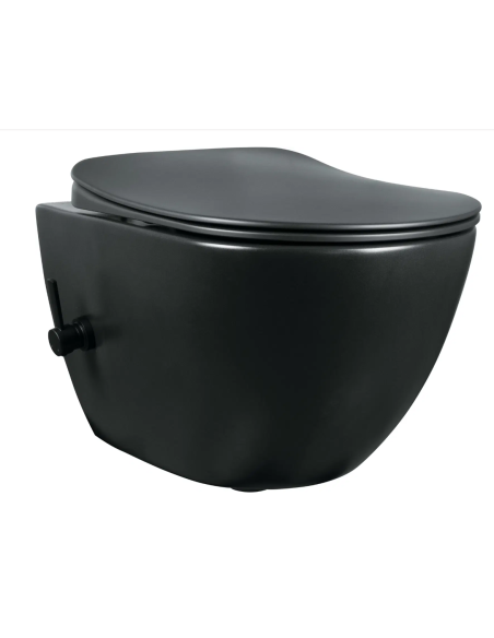 Deante Peonia wall-hung toilet with built-in bidet faucet, rimless, SC lid included, black - 6