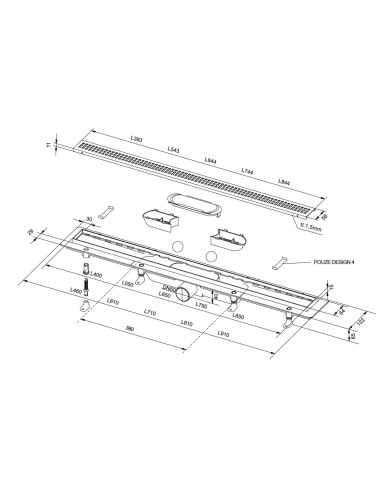 Floor drain (stainless steel) 855MM - 4
