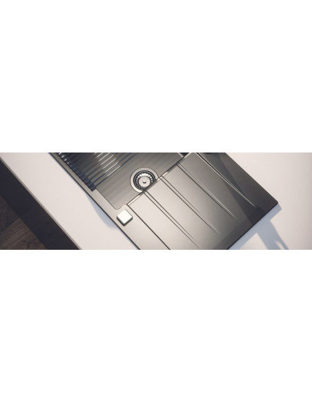 ATROX 40 BLACK EDITION col. 91 BLACK Granitāla izlietne (790 x 500) 1 bļoda ar manuālo sifonu 3 1/2" - SIPHON BLACK. - 6