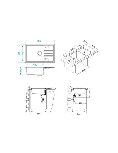 ALVEUS granito kriauklė INTERMEZZO 130 gili juoda - 1