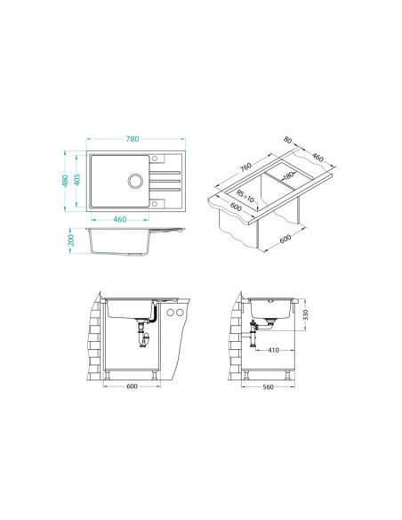 ALVEUS Granite sink INTERMEZZO 130 deep black - 1