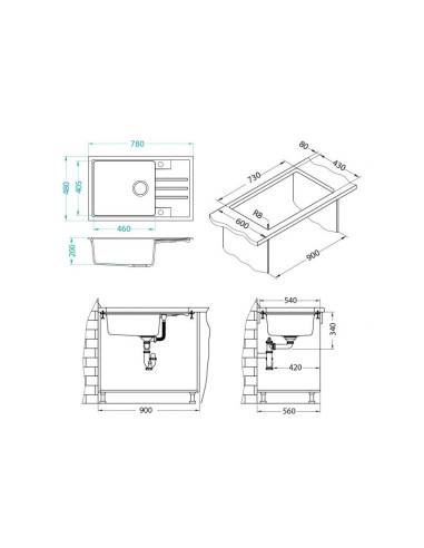 ALVEUS Granīta izlietne INTERMEZZO 130 dziļi melna - 2