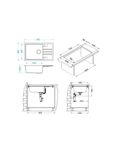 ALVEUS Granīta izlietne INTERMEZZO 130 dziļi melna - 2