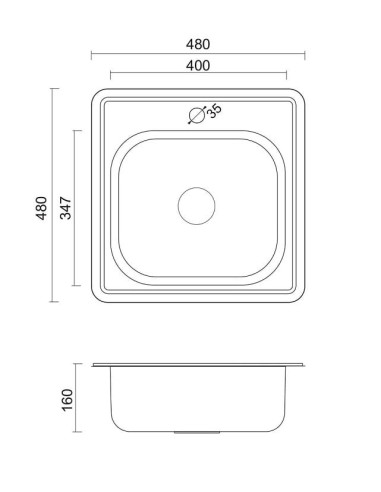 Kitchen sink Joe 110 SteelQ Linen Stainless steel 48x48cm - 2
