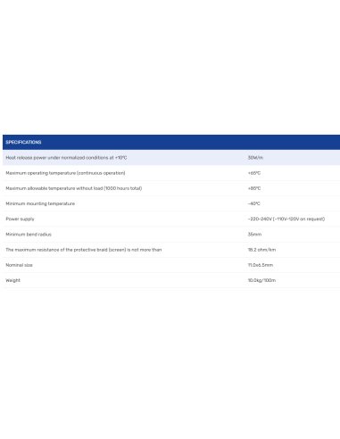 Isereguleeruv kaabel PHC-30 30 W/m. Tarnitakse rullides: - 100 m. - 3