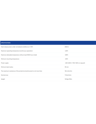 Pašregulējošais kabelis PHC-20 20 W/m. Tiek piegādāts spolēs: - 100m. - 3