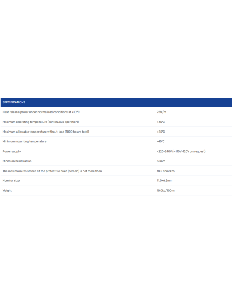 Pašregulējošais kabelis UHC-25 25 W/m. Tiek piegādāts spolēs: - 100m. - 2