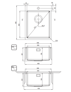 copy of Deante Kitchen sink stainless steel 55x50.5x20cm ZPO_010B - 3 2