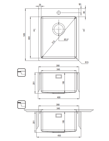 copy of Deante Кухонная мойка из нержавеющей стали 55x50.5x20см ZPO_010B - 1