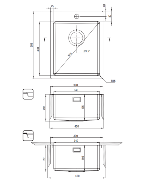 copy of Deante Kitchen sink stainless steel 55x50.5x20cm ZPO_010B - 1 copy of Deante Kitchen sink stainless steel 55x50.5x20cm ZPO_010B - 1