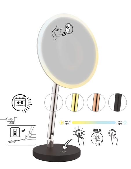 Deante Silia Cosmetic spogulis, stāvošs - LED gaisma ADI_N812