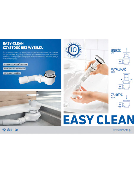 Deante Easy-Clean aizbāznis izlietnei, tīrāms no augšas, ar notekas komplektu NHC_010C