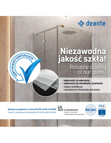 Deante Hiacynt dušas durvis, padziļinātas, 100 cm - bīdāmas KQH_010P