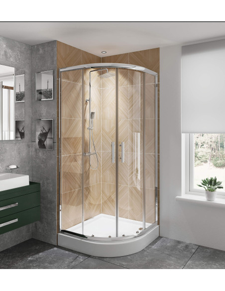 Deante Jasmin Plus Acrylic dušas paliktnis, pusapaļa, 90 cm KTJ_053B