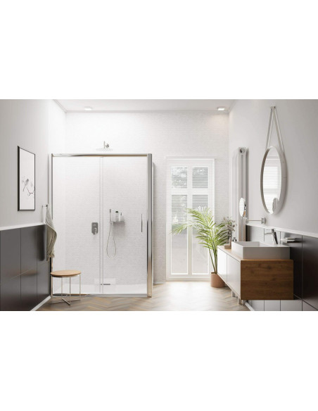 Deante Cascada Leņķa šļūtenes savienotājs, ar dušas komplektu, ar plauktu NAC_056K