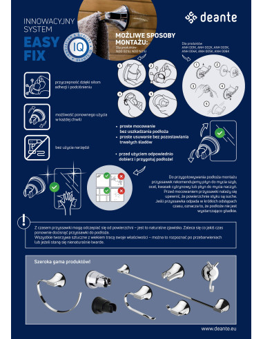 Deante Easy-Fix ​​​​Wall kronšteins, rokas dušai, ar piesūcekni NDD_021U