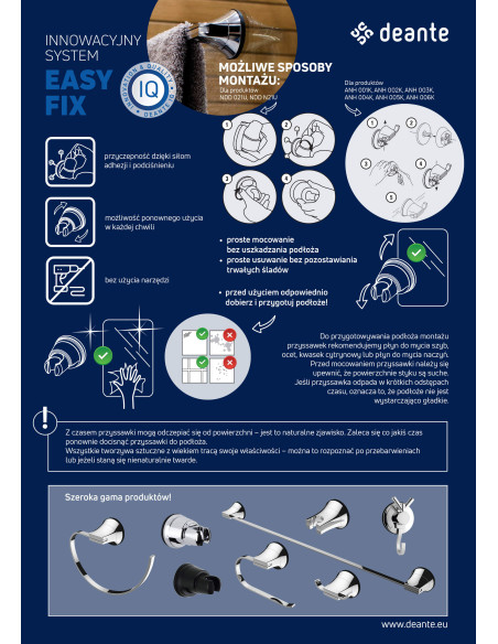 Deante Easy-Fix ​​​​Wall kronšteins, rokas dušai, ar piesūcekni NDD_021U