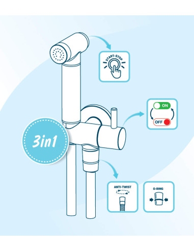 Deante Bidetta Bidetta komplekts ar fiksētu kronšteinu, ar leņķisko savienotāju - rokas dušas turētāju ANW_051B