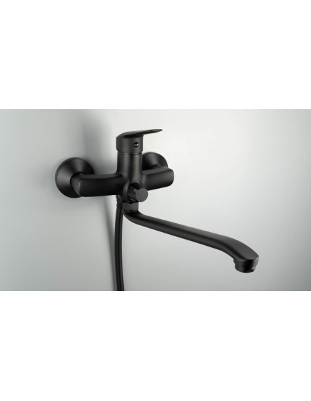 Deante Boro Izlietnes jaucējkrāns, stiprināms pie sienas, ar pagarinātu snīpi - šļūtenes savienojums BMO_N56M