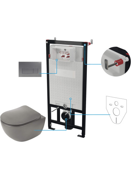 Deante Peonia tualetes komplekts, slēptais, 6 in 1 CDETDZPW