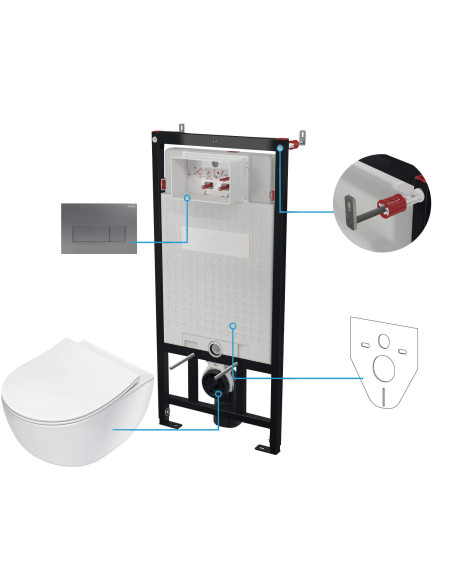 Deante Peonia tualetes komplekts, paslēpts, 6 in 1 CDET6ZPW