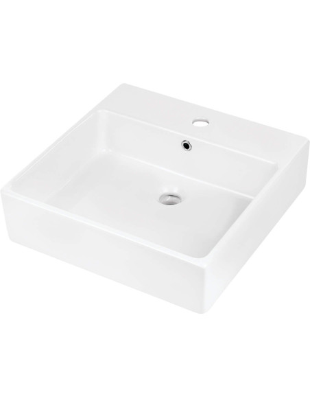 Deante Temisto keramikas izlietne, virsmas/sienas stiprināma, ar plauktu augšpusē - 50x50 cm CDT_6U5S Deante Temisto keramikas izlietne, virsmas/sienas stiprināma, ar plauktu augšpusē - 50x50 cm CDT_6U5S