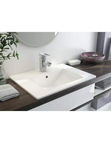 Deante Floks keramikas izlietne, padziļināta, ar krāna plauktu - 60 cm CDI_6U6M