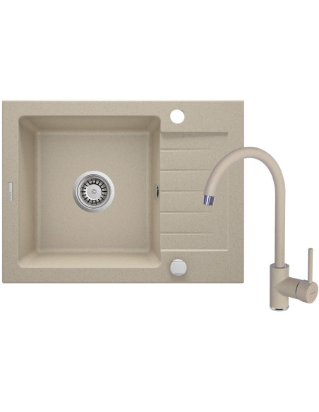 Deante Zorba Granīta izlietne ar krānu, 1 bļoda ar noteku ZQZA711A